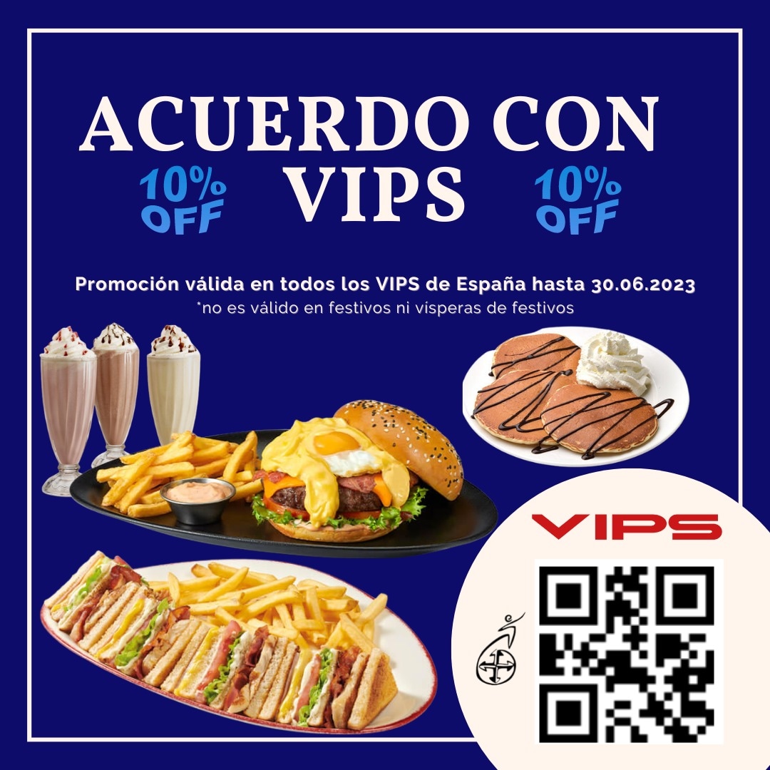 CVABaloncesto's tweet photo. Disfruta de un 10% de descuento para la temporada 2022/2023 usando nuestro código QR en cualquier Vips de España 🍟🥞🍴 #123Atocha https://t.co/uIewAQ2CXB