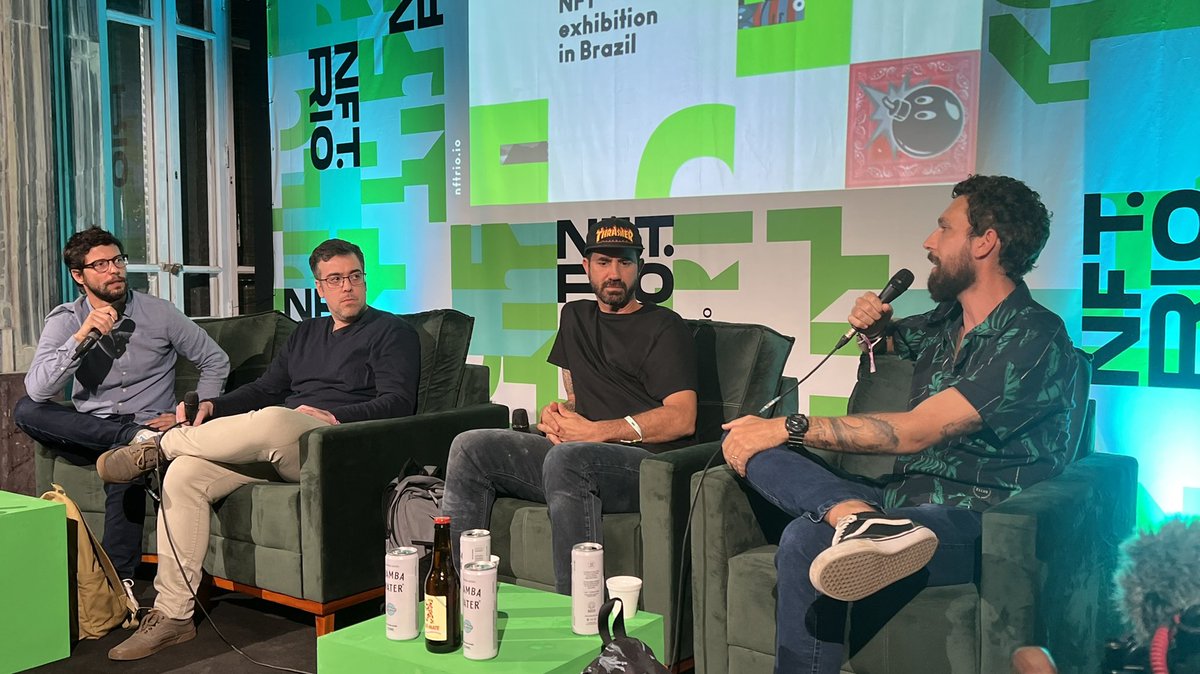 MariMoon's tweet photo. Delícia os talks do @NFT_RIO_ !!! 

Tá rolando agora um papo sobre esportes e NFTs com o nosso grande mestre do skate @bobburnquist, Felipe Baracchini (@flpbara do @SurfJunkieClub), Bruno Natal @URBe  (Resumido) e @RibbeFelipe do @SociosBrasil. https://t.co/KuzDb5aCsV