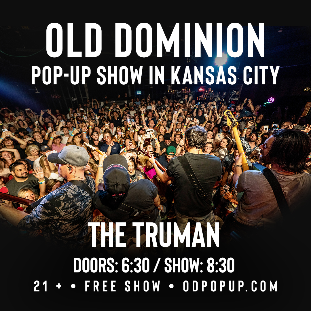 POP-UP ALERT 🚨 
Surprise, Kansas City! <a href="/OldDominion/">Old Dominion</a> will be doing a ✨free✨ pop-up concert right here on our stage tomorrow, Friday, July 1! This event is first come first served, 21+.

See ya there. 🤠