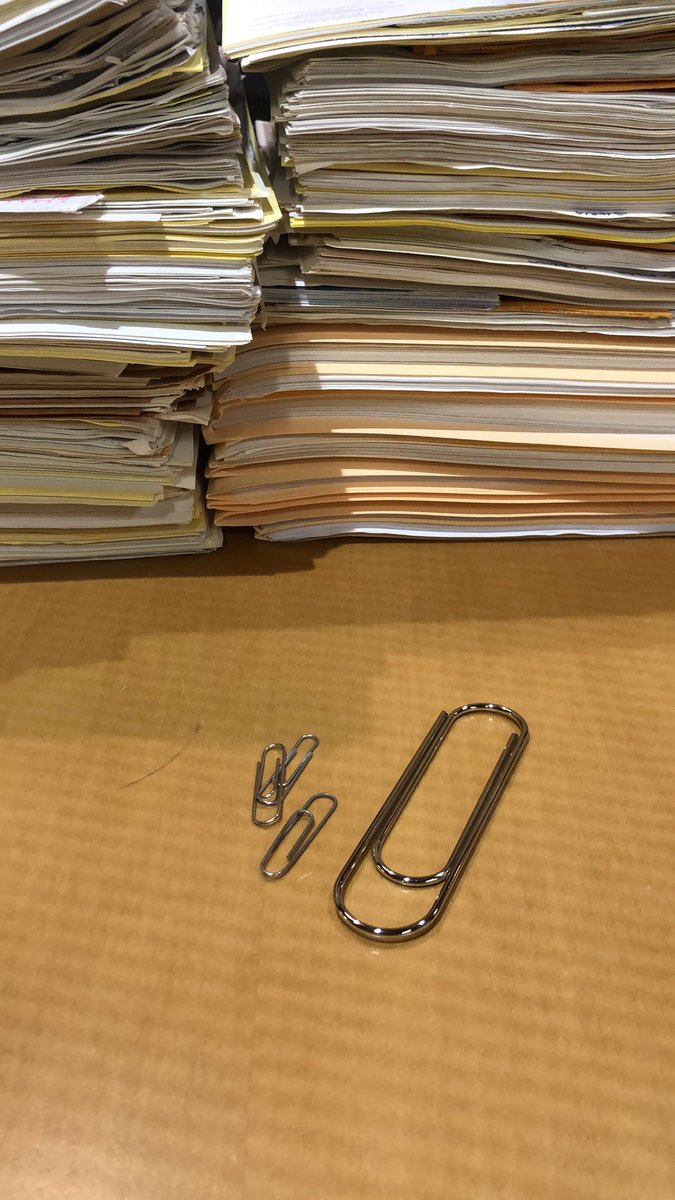 lorinahni's tweet photo. My favorite type of fastener to find while processing Secretary Hagel’s collection — paperclip gigantus!  (excitement is as you make it) https://t.co/9jZlZnbA6L