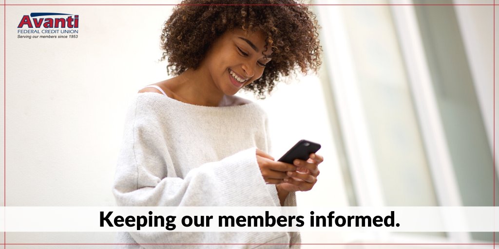AvantiFcu's tweet photo. Are you following all of our social media accounts? 📲 On Social Media Day, follow #AvantiFCU on Instagram, Facebook, and Twitter to stay informed about all of our latest promotions. With us, you'll never be out of the loop! ✨

#SouthDakota #LakeKampeska https://t.co/9nbeQs5sUM