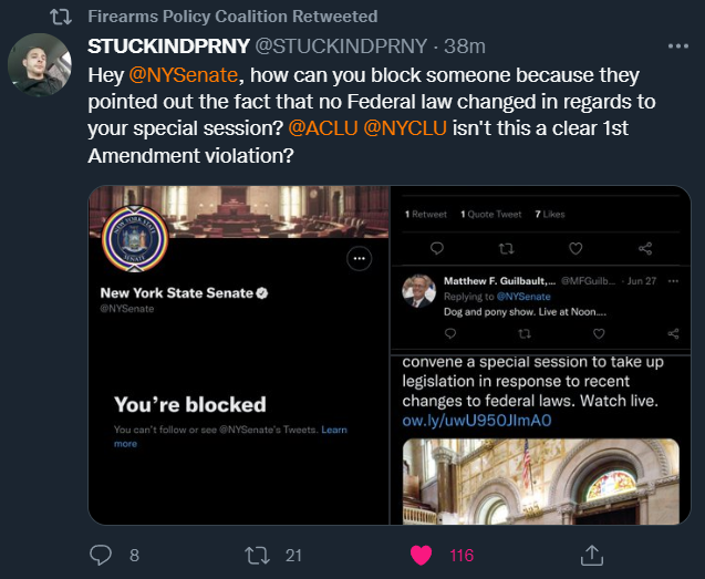 DJ_Zephyr102's tweet photo. @NYSenate Not content with infringing their gun rights, now you're ignoring the people's words as well? https://t.co/ZbrqL3bSLG
