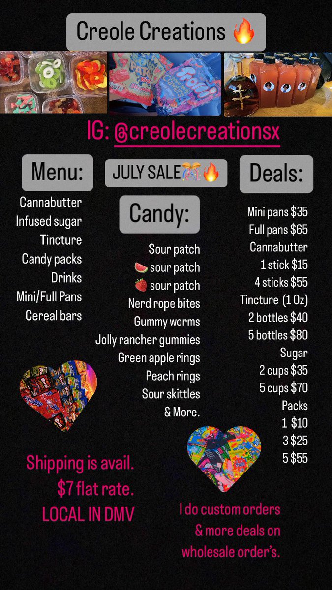 itsMagicHeaux's tweet photo. Creole Creations ๐ซ JULY SALE ๐ฅ๐
(DM to place order) #TapIn #EdiblePlug #CreoleCreations BLACK OWNED BUSINESS THREAD ? ๐ Drop LINKS ๐ฃ #LetsSupportEachOther ๐ค https://t.co/fnGPOrElw2
