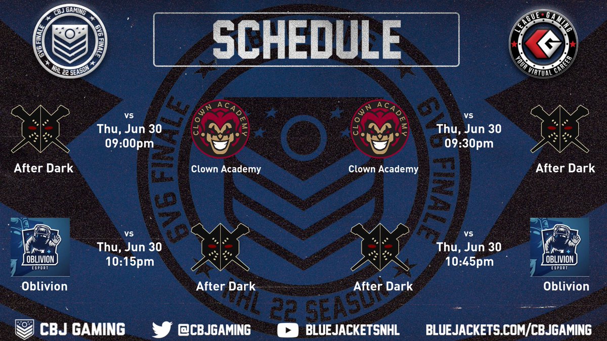 LethalNHL's tweet photo. Night 2 of the @CBJgaming Finale as we are looking for a strong finish to week 1 of the event! 

GLHF to Clown Academy and Oblivion

Stream for the games: https://t.co/Xp93frzqNZ https://t.co/5SjpBmvRVZ