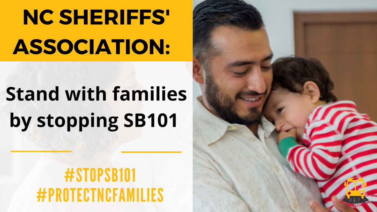 Dear #NCsheriffsAssociation: Legislation like #SB101 does not make our communities safer. When local law enforcement officers get involved in federal immigration law, it creates fear and mistrust in our communities and it harms public safety. #StopSB101 #ProtectNCFamilies