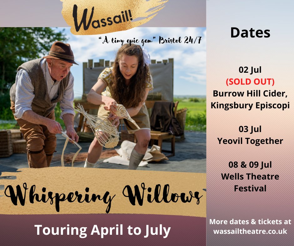 Wassail Theatre (@wassailtheatre) on Twitter photo Just 3 stops left of our Whispering Willows tour! Not seen it yet? Seen it and loved it enough to come again? Join us for a playful, poignant show for all ages.
wassailtheatre.co.uk
#theatre #somerset
<a href="/ace_southwest/">Arts Council England, South West</a> <a href="/Southsomersetdc/">South Somerset DC</a> <a href="/BurrowHill/">Burrow Hill Cider</a> <a href="/WellsTFest/">Wells Theatre Festival</a> <a href="/RuralSomerset/">CCS</a> Just 3 stops left of our Whispering Willows tour! Not seen it yet? Seen it and loved it enough to come again? Join us for a playful, poignant show for all ages.
wassailtheatre.co.uk
#theatre #somerset
<a href="/ace_southwest/">Arts Council England, South West</a> <a href="/Southsomersetdc/">South Somerset DC</a> <a href="/BurrowHill/">Burrow Hill Cider</a> <a href="/WellsTFest/">Wells Theatre Festival</a> <a href="/RuralSomerset/">CCS</a>