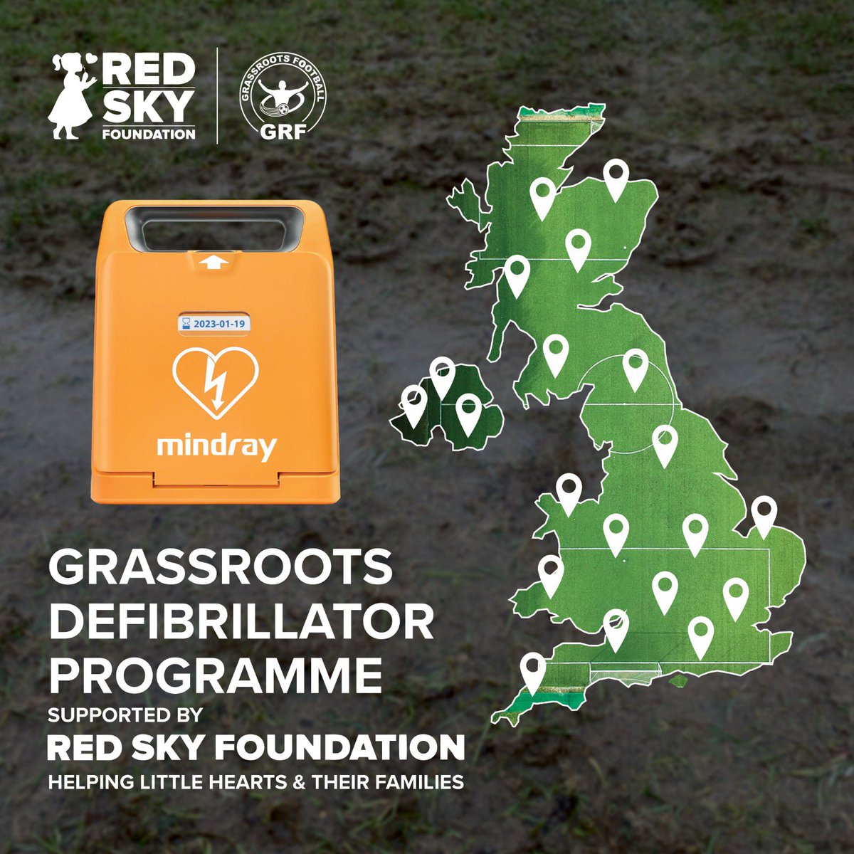 Teamgrassroots_'s tweet image. 🚨ANNOUNCEMENT🚨

❤️  The Grassroots Defibrillator Programme 2022 supported by @redskycharity 

❤️100 Locations will receive a FREE Defibrillator. 

❤️Full training provided for FREE. 

❤️Every UK City will get one. 

❤️Application will be released next week. 

#RedSky #defibs