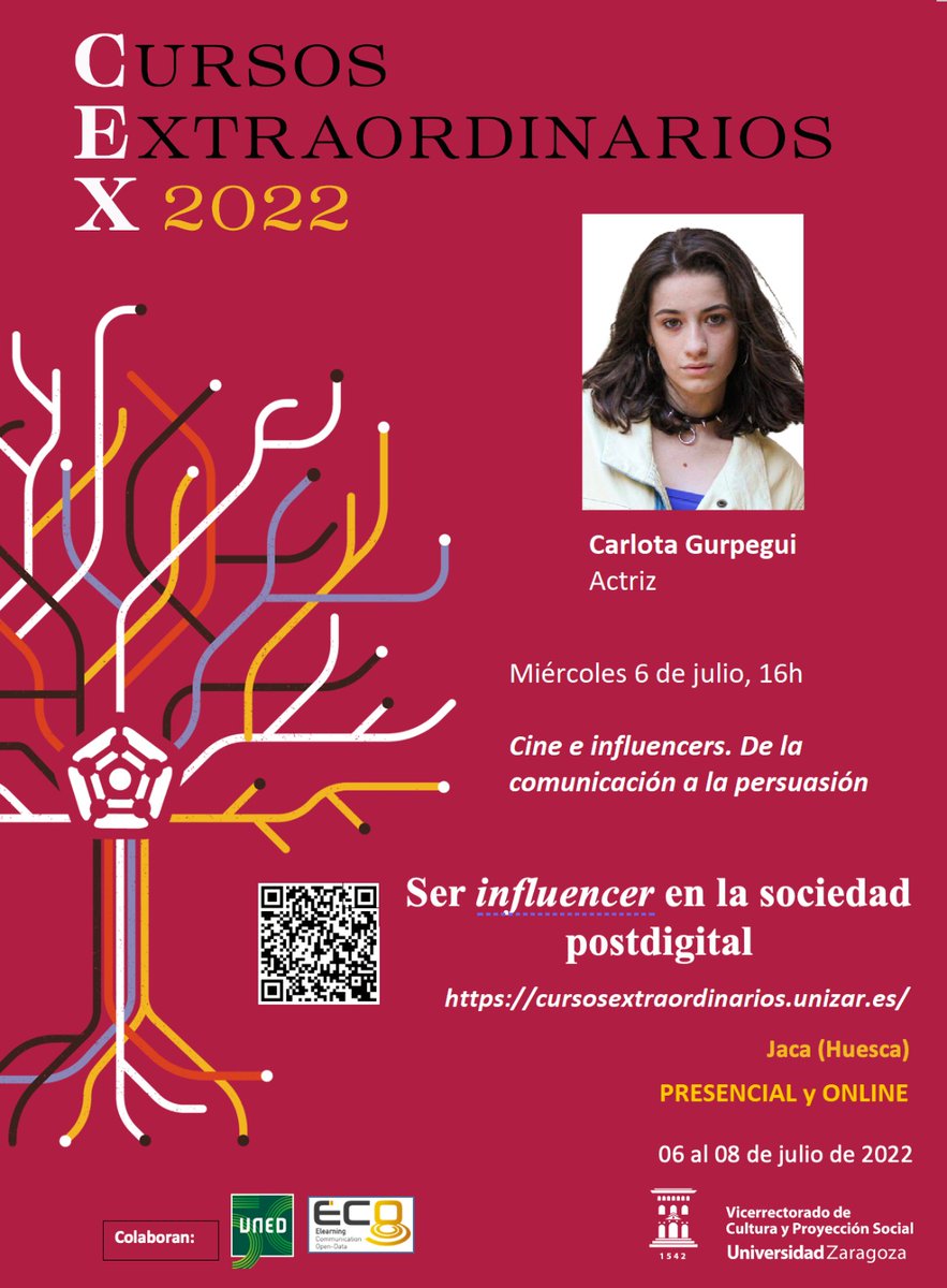 SMEMIU_UNED's tweet photo. ¿Quieres aprender sobre cine e #influencers?El miércoles 6 de julio @carlosgurpegui y @CarlotaGurpegui nos hablarán sobre ello en "Ser influencer en la sociedad postdigital".Información e inscripciones: https://t.co/R6dXsKGPCB #influencerjaca #UNED #GICID #UNIZAR #educomunicación https://t.co/fhhr7qrcjT