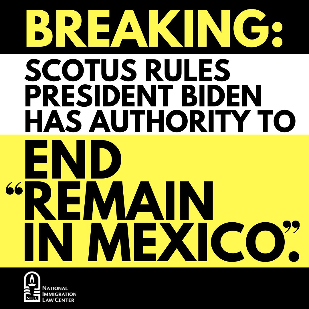 🚨BREAKING: #SCOTUS rules that <a href="/POTUS/">President Donald J. Trump</a> has the authority to end "Remain in Mexico"—a Trump policy that strands migrants in dangerous conditions in Mexico while they await court dates in the U.S.
 
Today’s victory is a testament to the strength of our movement. #SafeNotStranded