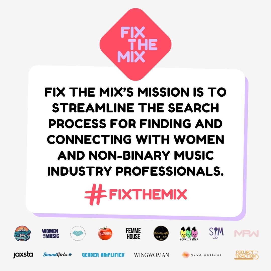 We're excited to announce that we've teamed up with @JaxstaMusic & other leading orgs to #fixthemix! If you're a woman or nb in the recording industry, we encourage you to check this out. Head to the link in our bio to learn more + get the music credit you deserve.