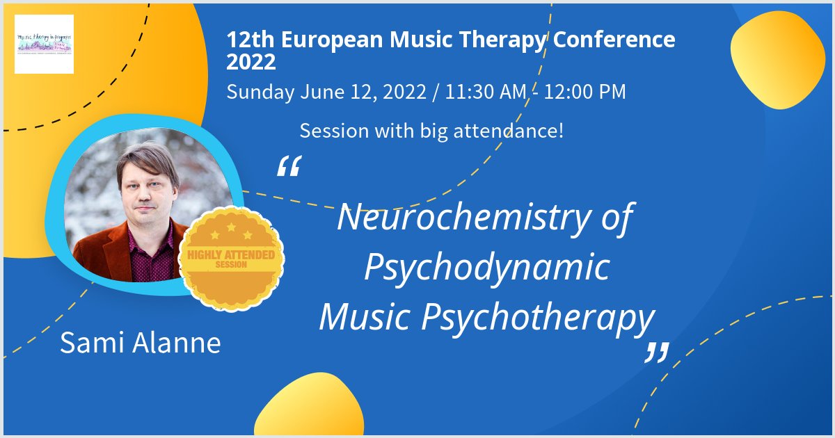 Gave a talk at 12th European Music Therapy Conference 2022 on Neurochemistry of Psychodynamic Music Psychotherapy. Thanks for the great turnout! The session is still available online for the conference participants
until the end of July. #emtc2022 #musictherapy #psychotherapy