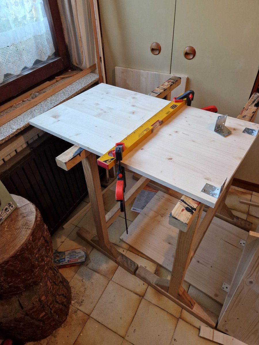 tomsbarks's tweet photo. A stark contrast from my usual world of programming and computers. But really happy how my  son and me turned this pile of planks into custom made cupboard for summer kitchen. Our most complex wood project so far. Fun all the way though, from plans to final product... https://t.co/HSC39zHnfL