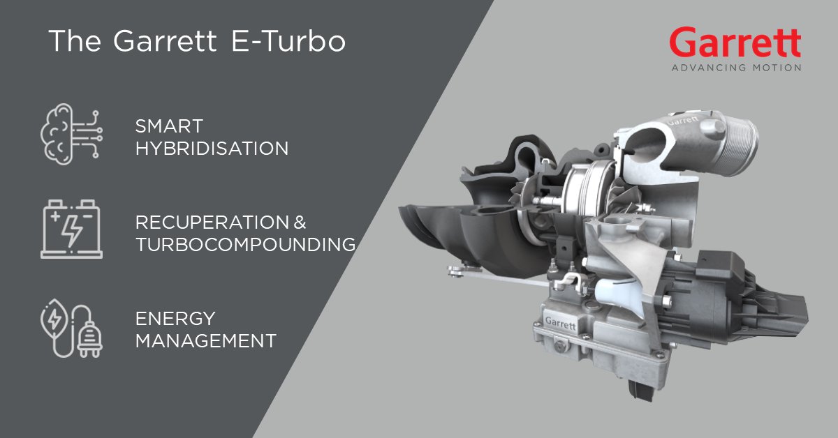 GarrettMotion's tweet photo. Electrifying a turbo removes the constraint of needing a small turbine with excellent efficiency to drive the compressor at low flow rates. It allows us to right-size the turbine for Lambda 1 rated power.
#GarrettMotion #ETurbo #ElectricTurbo https://t.co/dwSoGqH09N