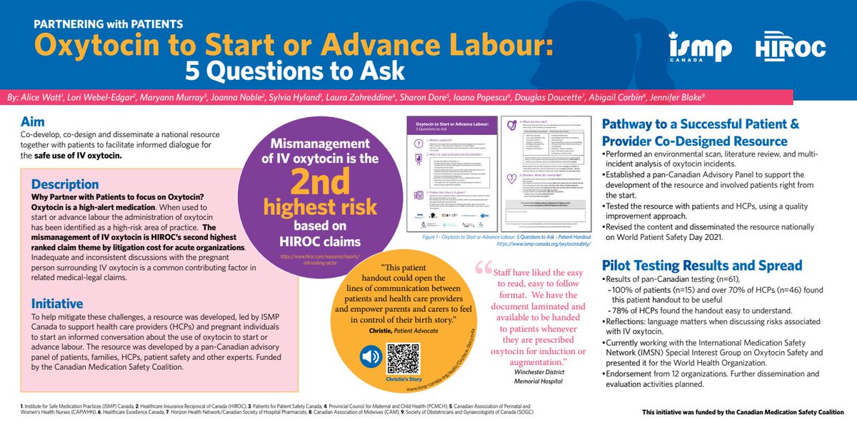 Honored to share our e-poster at #Quality2022 🇸🇪

Partnering with Patients! Oxytocin to Start or Advance Labour: 5 Questions to Ask

An extraordinary collaboration of patients and HC providers working together to improve the conversation about oxytocin! ➡️ bit.ly/3OsCPLP