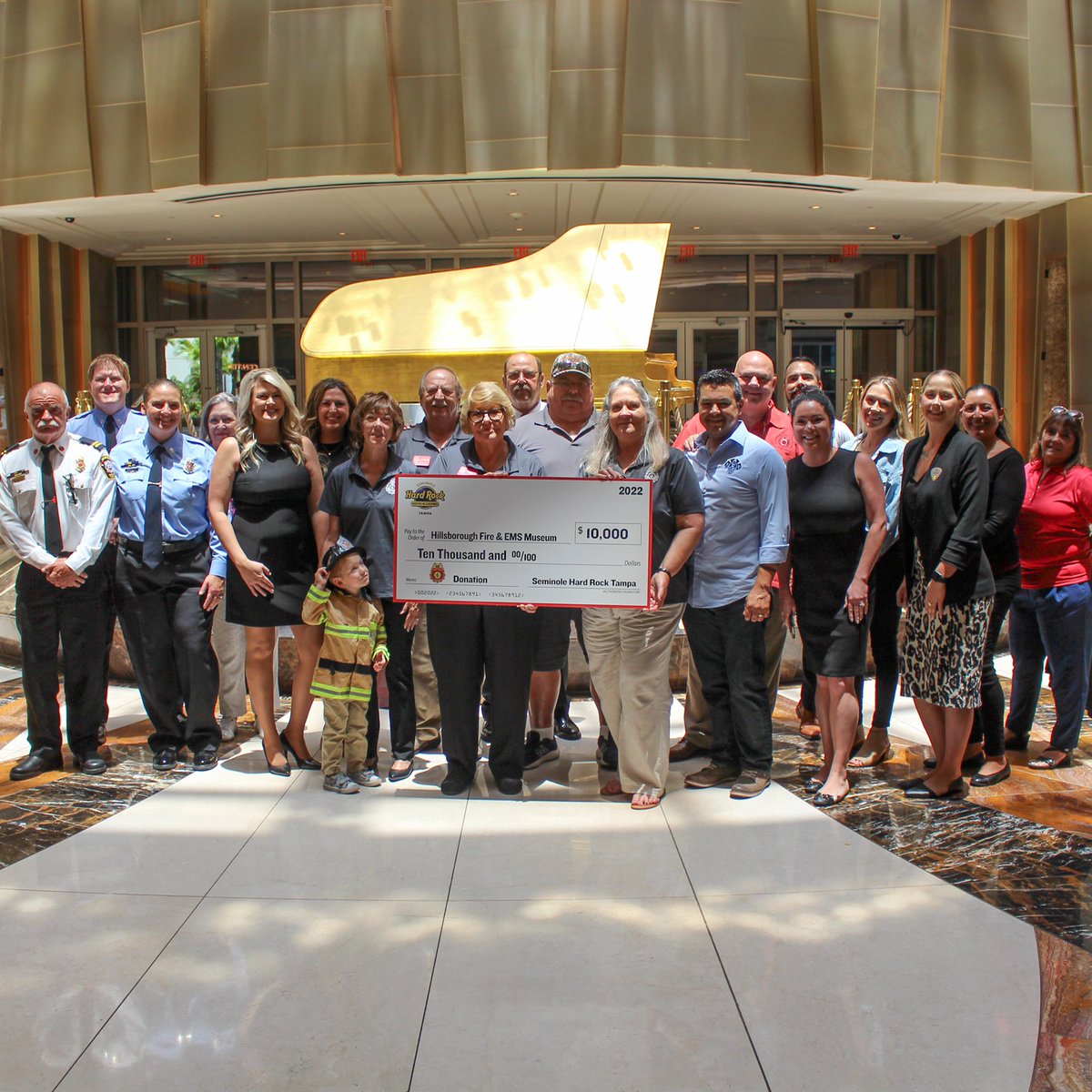 Today we had the privilege of presenting The Hillsborough Fire and EMS Museum with a check for $10,000 to continue their mission of restoration of historical items and preservation of Fire and EMS history 🚒 #hardrocktampa