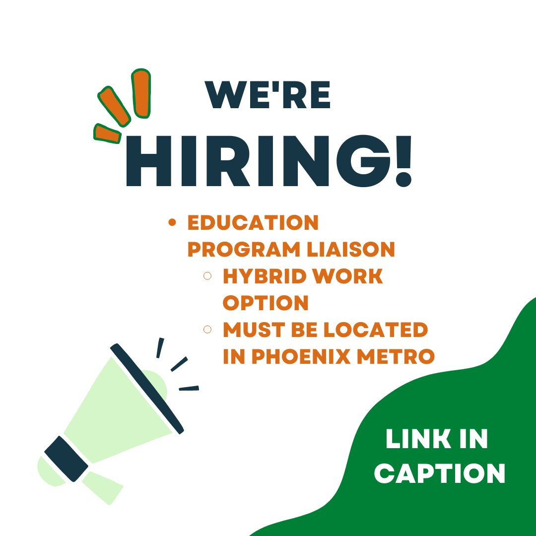 AZCharterBoard's tweet photo. Come work with us! 
ASBCS is hiring an Education Program Liaison- check out the details and apply here: https://t.co/WKaOEYo7d4 https://t.co/hGtEFPPOwG