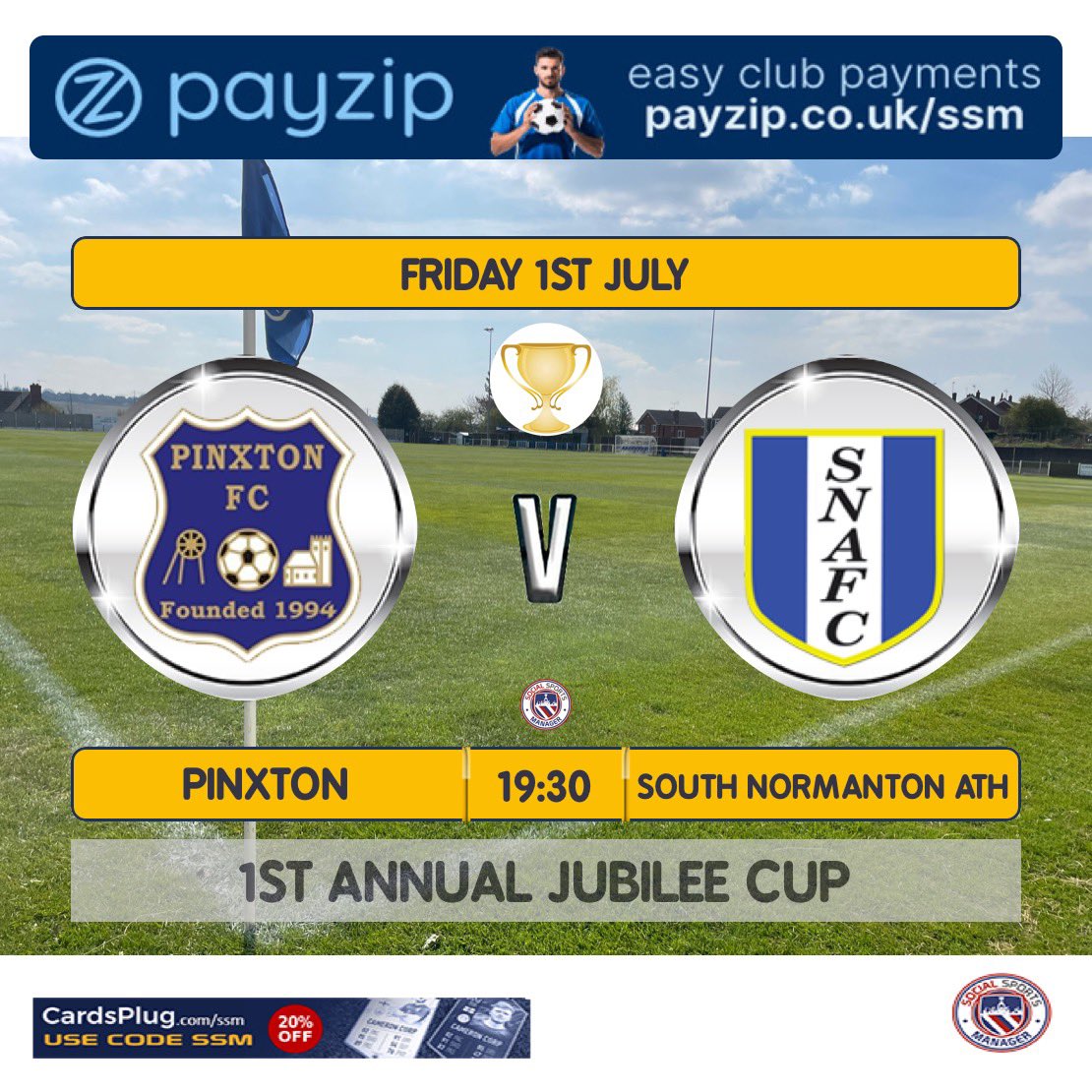 pinxtonfc1's tweet image. 🔵⚪️🏆Jubilee Cup 🏆⚪️🔵

Come down &amp;amp; enjoy the 1st annual Jubilee cup match between the two villages 🇬🇧

📆 1/7/22
🏆 Jubilee Cup
🆚 @officialshiners 
🕒 7:30pm KO
🏟 Pinxton FC
📍NG16 6LG
💷 £3 Adults, £2 Concessions

Tea bar will be open, refreshments will be available

#pfc💙
