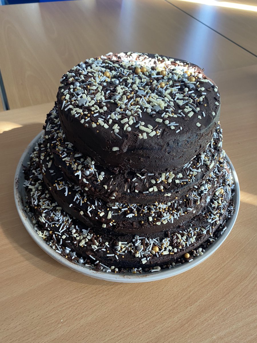 mrs_sreid's tweet image. Yesterday, one of my fourth year boys said that he ‘might’ bake something for today’s lesson. Today, he strolled in with a four tier chocolate cake that he baked solo!Super impressed! ⭐️