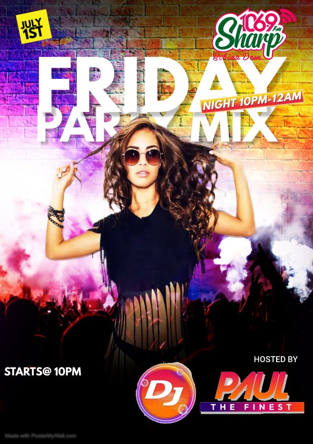 Join me on Sharp 106.9fm this Friday, nonstop music with your number one DJ in town Dj Paul De Finest
#DjPaul
#SharpMedia
#Sharpfmonline
#Sharp1069FM
#SharpMedia
#fridaynight
#friday