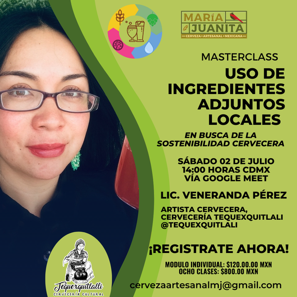 AdelitasCervMx's tweet photo. Esta #masterclasss, será impartida por la artista cervecera y Adelita 🌺Veneranda Pérez, cofundadora de Cervecería Tequixquitlalli, artesana fermentista y fermentadora cultural. Te enseñará a usar adjuntos para tu cerveza.
Sábado 9 de junio
Informes: cervezaartesanalmj@gmail.com https://t.co/yuERvxkVSm