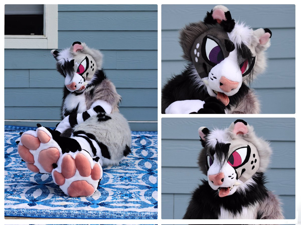 hounds_teeth's tweet photo. finally pics of this fullsuit comm ! asymmetrical kitty with embroidered eyelids, love how this one came out 🐆 @shibafangs https://t.co/iS0pKisrw0