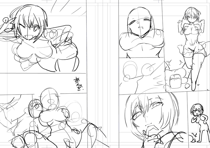 ビャーと大まなかな流れだけ描いたので台詞は明日。Skebの漫画では今まで最長になると思います。 