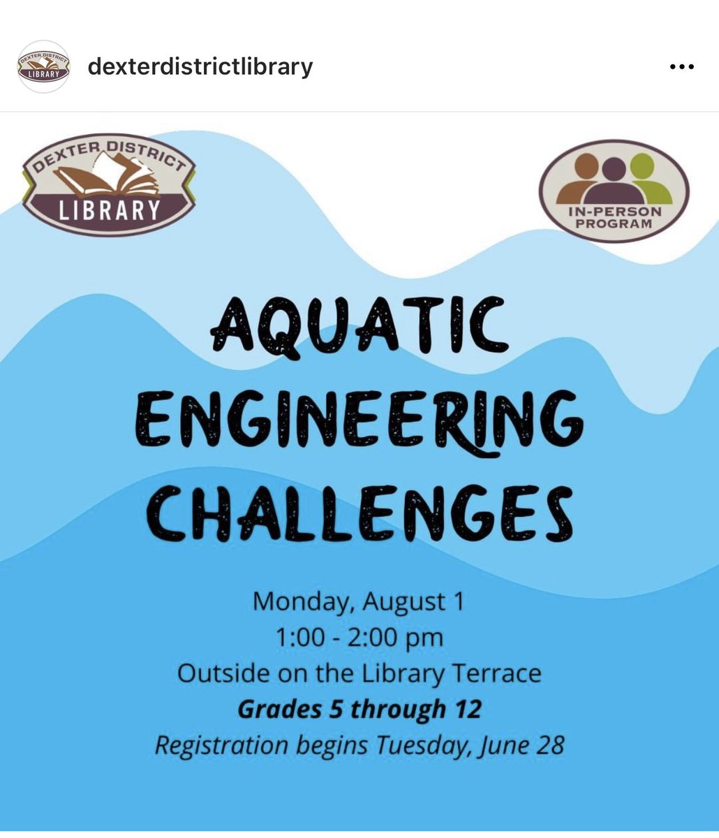MrsNorrisclass's tweet photo. 👀 look at what is happening at the Dexter library Aug. 1st! 💦 https://t.co/sgW41VAQle