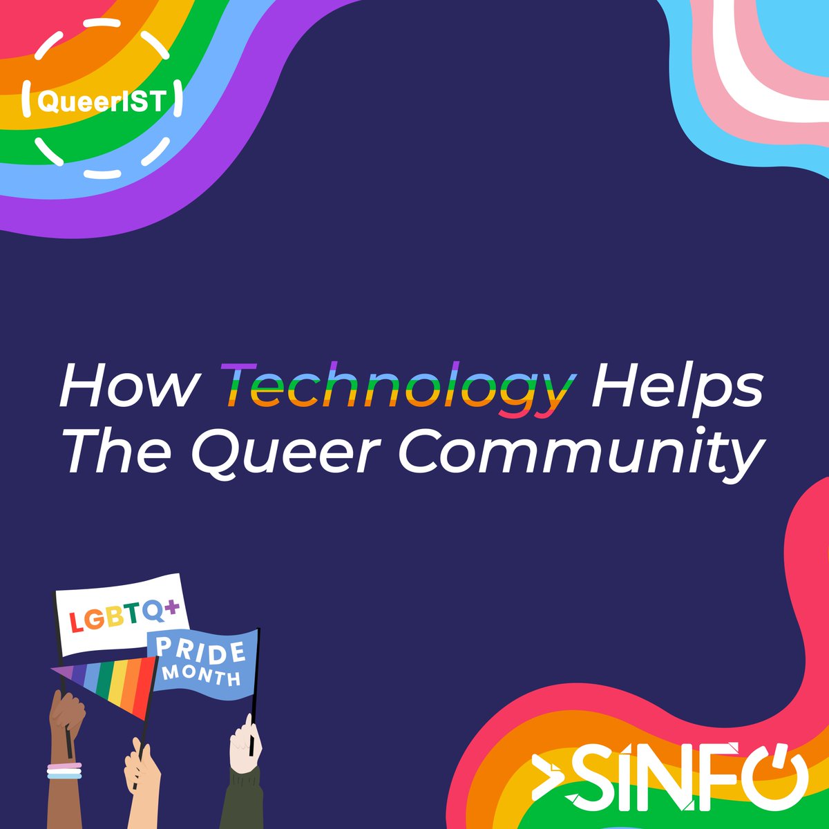 sinfoist's tweet photo. Pride month is almost over, but we couldn't let it pass without celebrating it! 🏳️‍🌈🏳️‍⚧️
Discover the many ways technology has helped and contributed to the Queer community! ⬇️
Thank you to @QueerIST for brainstorming and exploring these ideas with us! And happy Pride, everyone! 🌈 https://t.co/HYA0be7bMF