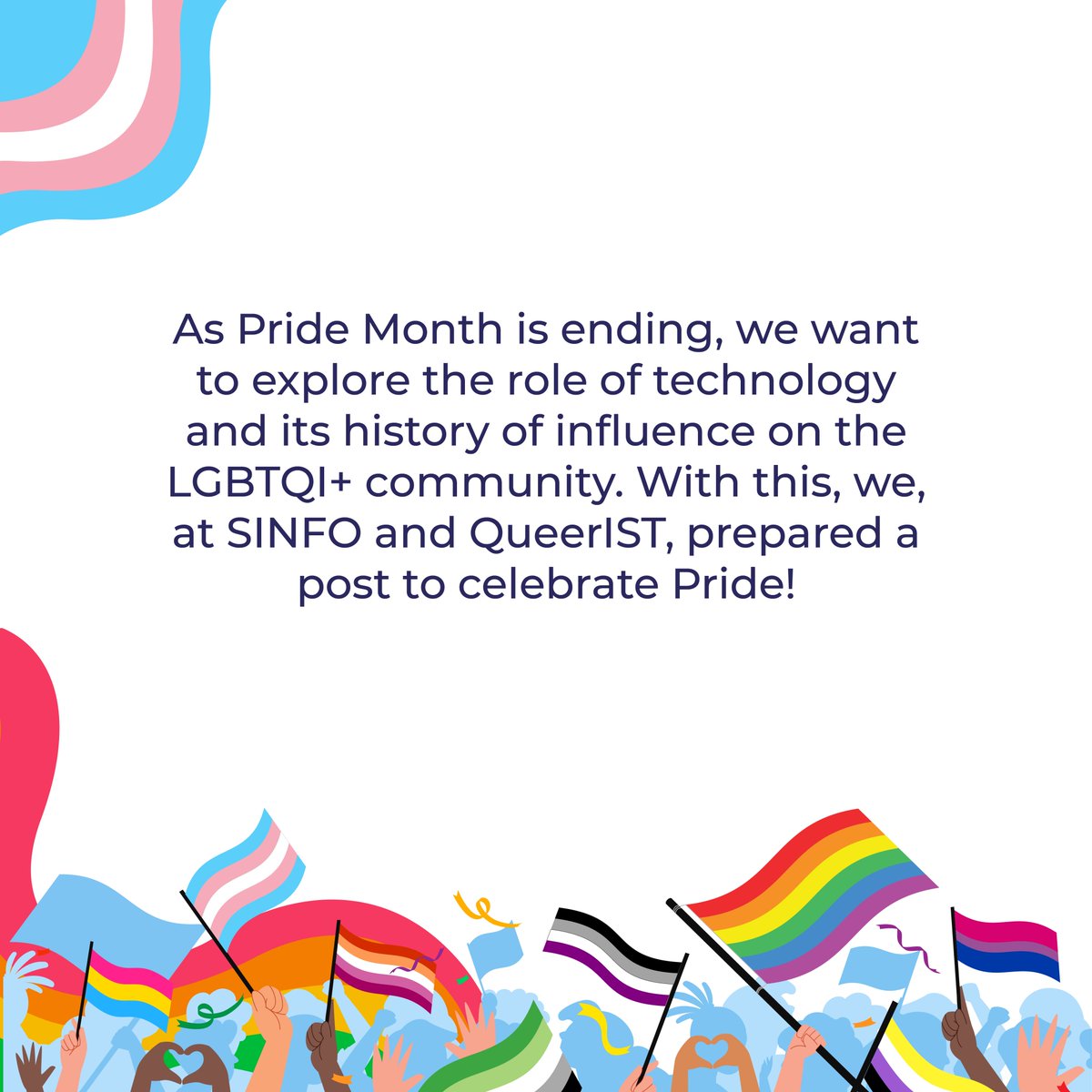 sinfoist's tweet photo. Pride month is almost over, but we couldn't let it pass without celebrating it! 🏳️‍🌈🏳️‍⚧️
Discover the many ways technology has helped and contributed to the Queer community! ⬇️
Thank you to @QueerIST for brainstorming and exploring these ideas with us! And happy Pride, everyone! 🌈 https://t.co/HYA0be7bMF