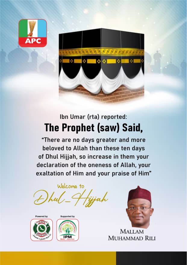 Mal_Rili's tweet photo. ...the good people of Ikara Local Government for this year's Hajj (Pilgrimage). May Allah accept our act of Ibadat, ameen ya Hayyu ya Qayyum.
Mal. Muhammad Rili
#IkaraArise #PuttingPeopleFirst #ikarafirst
1st Dhul-Hijja, 1443
30th June, 2022 https://t.co/7J0OBq7ZFB