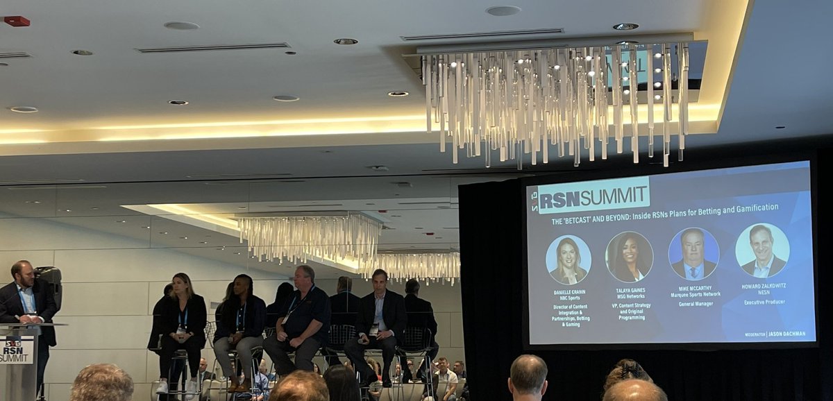 TKGore's tweet photo. Excellent learnings to networking & seeing #SportsBiz friends. Bravo @sportsvideo on #SVGRSN Summit in Chicago. Enjoyed all panels incl. #Betcast audience insights from @MSGNetworks, @NBCSportsBet, @WatchMarquee, @NESN. #SportsTech https://t.co/yy71Nreknc