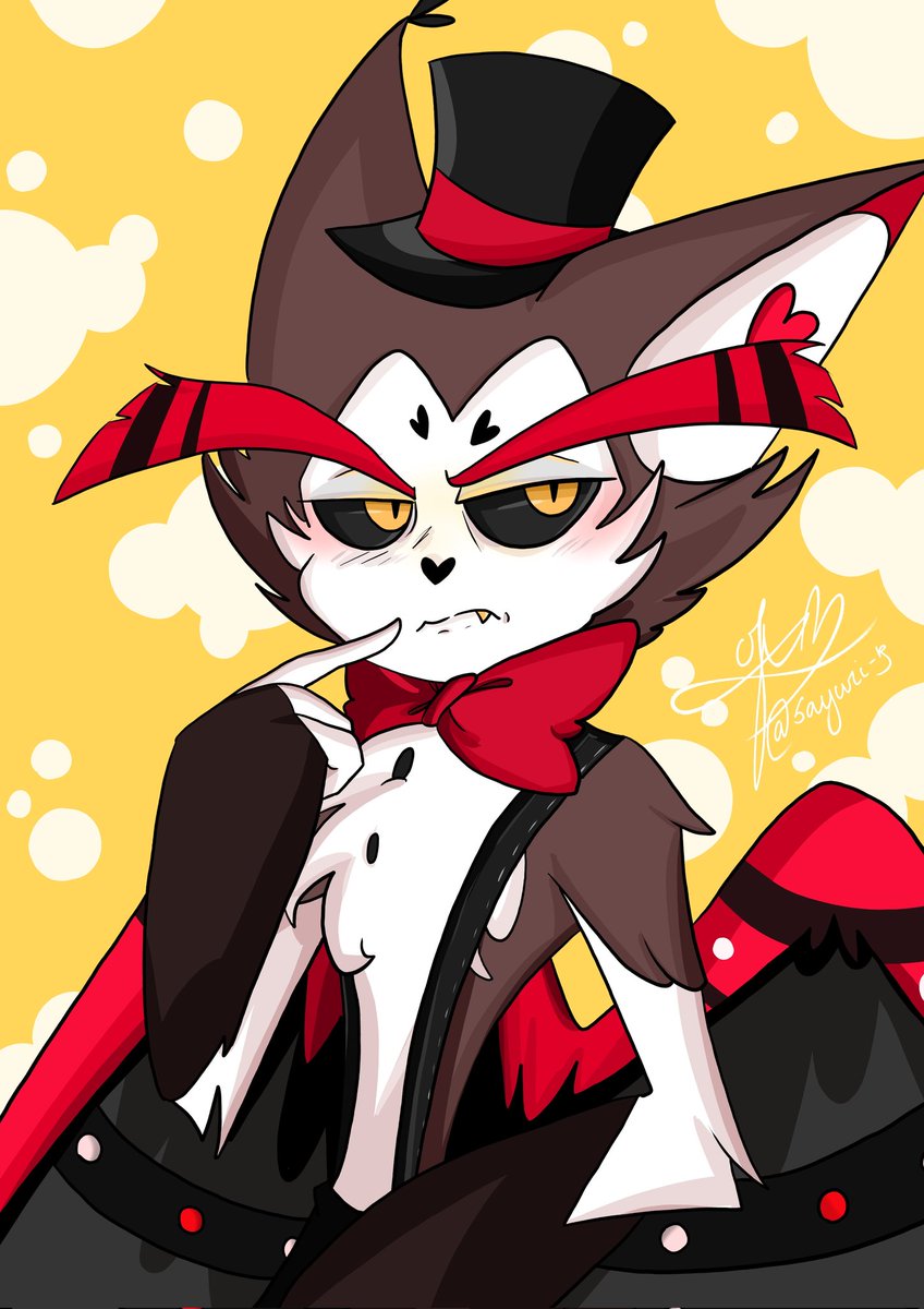 SayuriArtB's tweet photo. I'm loving his new redesign ๐๐
My grumpy kitty hehe
#HazbinHotel #huskredesign #HazbinHotelFanart #HazbinHotelhusk #radiohusk #huskerdust #vivziepop #vivziepopfanart #fanart https://t.co/mIw0FSCibY