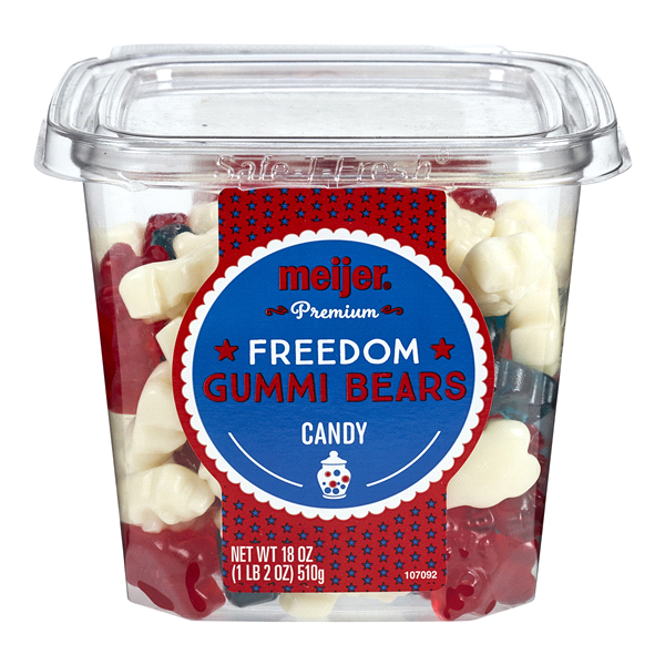 #GetInspired by these 4th of July holiday labels! 🇺🇸

<a href="/meijer/">Meijer</a> is using the colors red, white, &amp; blue, along with little stars on their candy labels for #IndependenceDay!
 
This entices their consumers to buy these particular containers of candy for their holiday weekend.🎆