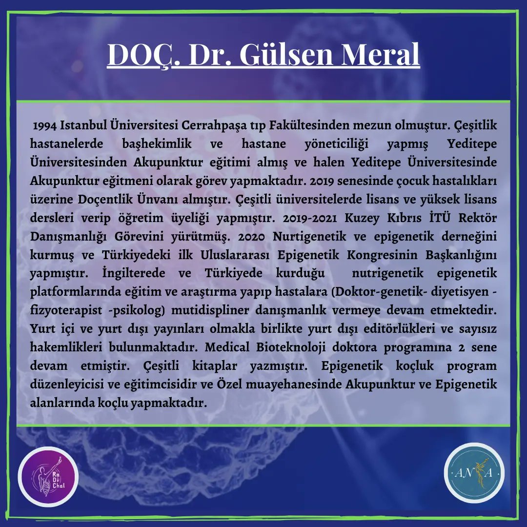 Anka_Lgmd's tweet photo. 2 Temmuz 2022 Cumartesi günü Üsküdar Bağlarbaşı Kongre ve Kültür Merkezi'nde gerçekleştireceğimiz "Nadir Hastalık Konferansı"nda Sayın Doç. Dr. Gülsen Meral hocamız  "Nutrigenetik ve Epigenetiğin Önemi" konulu sunumunu bizlerle paylaşacaktır.
@gulsenmeral https://t.co/L8UN4RTMVg