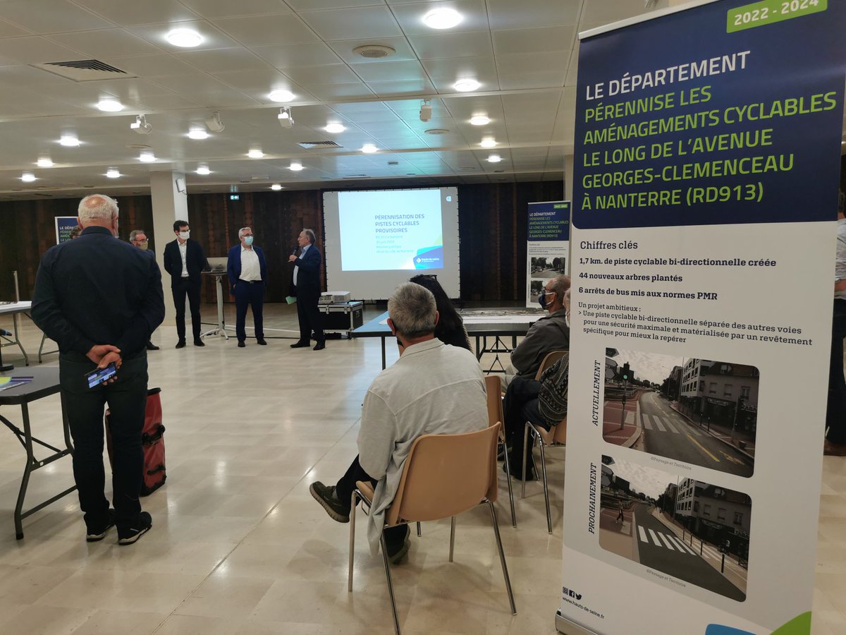 etangavelo's tweet photo. Reunion publique à Nanterre sur la pérennisation de la piste provisoire de la D913, en piste bidirectionnelle. #transitioncyclable #RERV https://t.co/c1CK9nEAdi