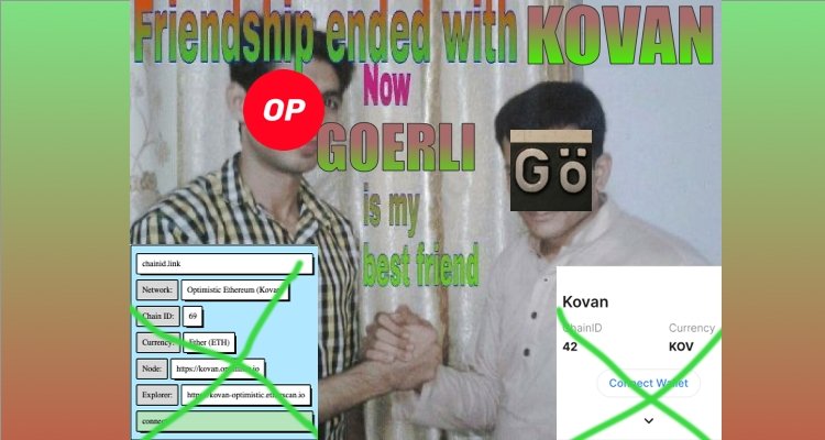Optimism's tweet photo. 🚨 Attention Optimism projects: Kovan testnet is being phased out.

Kovan has been deprecated by the Ethereum community and in order to continue to provide our ecosystem with a stable test network that remains in sync with Ethereum post-merge Optimism is following suit. https://t.co/fkRoCdjnTI