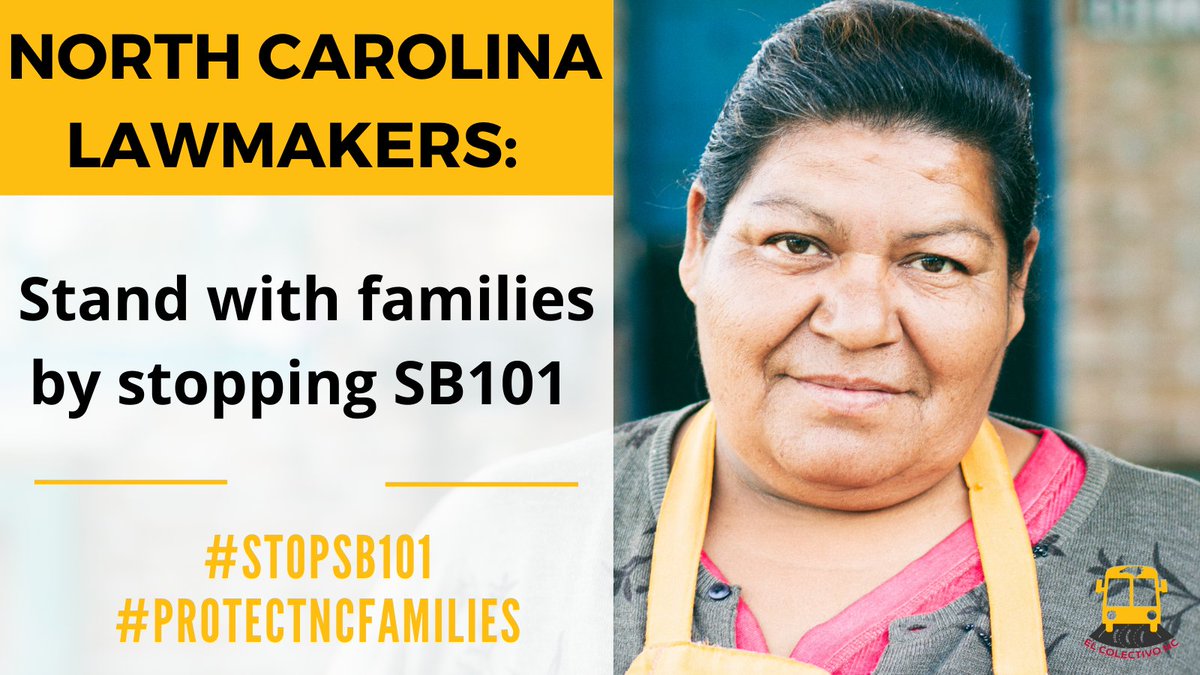 elcolectivonc's tweet photo. #ImmigrantRightsAreHumanRights! #SB101 would allow ICE to terrorize members of our community. We refuse to let that happen! #StopSB101 #ProtectNCFamilies https://t.co/FrwbjBfKoy