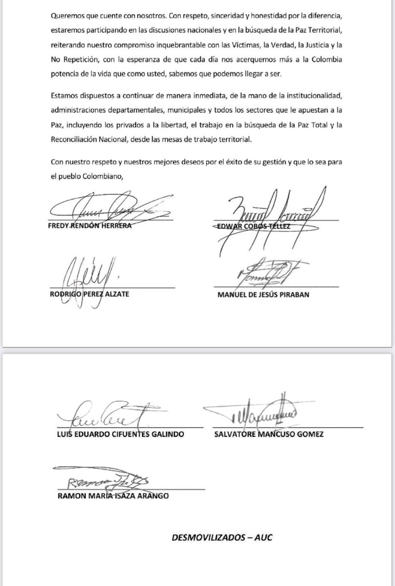 Carta a Señor Presidente Electo de la Republica de Colombia. <a href="/eltiempo/">EL TIEMPO</a> <a href="/WRadioColombia/">W Radio Colombia</a> <a href="/elespectador/">El Espectador</a> <a href="/elmeridiano_co/">EL MERIDIANO</a> <a href="/NoticiasRCN/">Noticias RCN</a> <a href="/NoticiasCaracol/">Noticias Caracol</a> <a href="/CaracolRadio/">Caracol Radio</a> <a href="/lafm/">La FM</a> <a href="/rcnradio/">RCN Radio</a> <a href="/elcolombiano/">El Colombiano</a> <a href="/vanguardiacom/">Vanguardia</a> <a href="/ElUniversalCtg/">El Universal</a> <a href="/Horadelaverdad/">La Hora de La Verdad</a> <a href="/RevistaSemana/">Revista Semana</a>