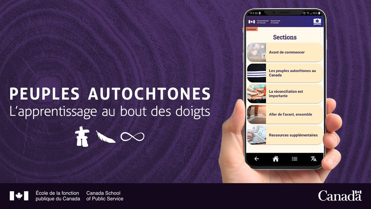 La réconciliation : un point de départ est une appli mobile d’apprentissage portant sur les Premières Nations, les Inuits et les Métis. Cet outil de référence traite d’événements historiques clés et d’initiatives de réconciliation. 

Apprenez-en plus : csps-efpc.gc.ca/tools/apps/ils…