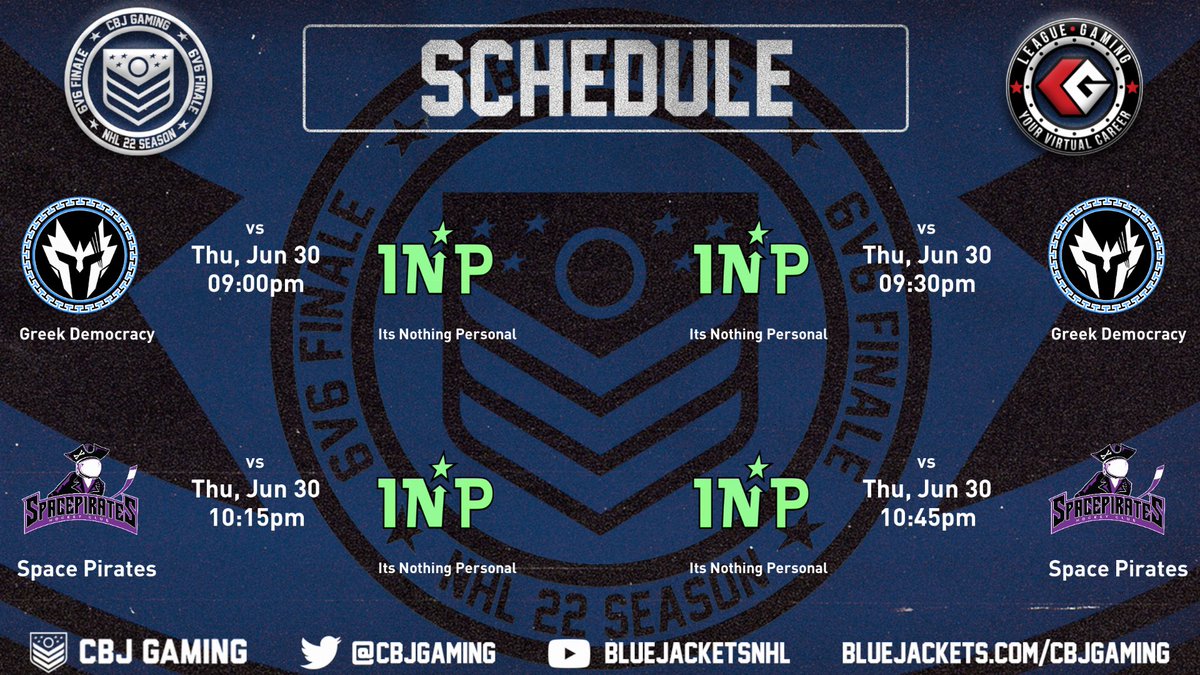 INPNHL's tweet photo. GAMEDAY!! We look to carry our momentum into tonight in the @CBJgaming 6v6 Finale powered by @leaguegaming ! 

📺 https://t.co/gJbrJK4sjh
⏰ Live at 8:15pm EST (Games start at 9pm)
🆚 Greek Democracy &amp; Space Pirates https://t.co/BEfWCbAycM