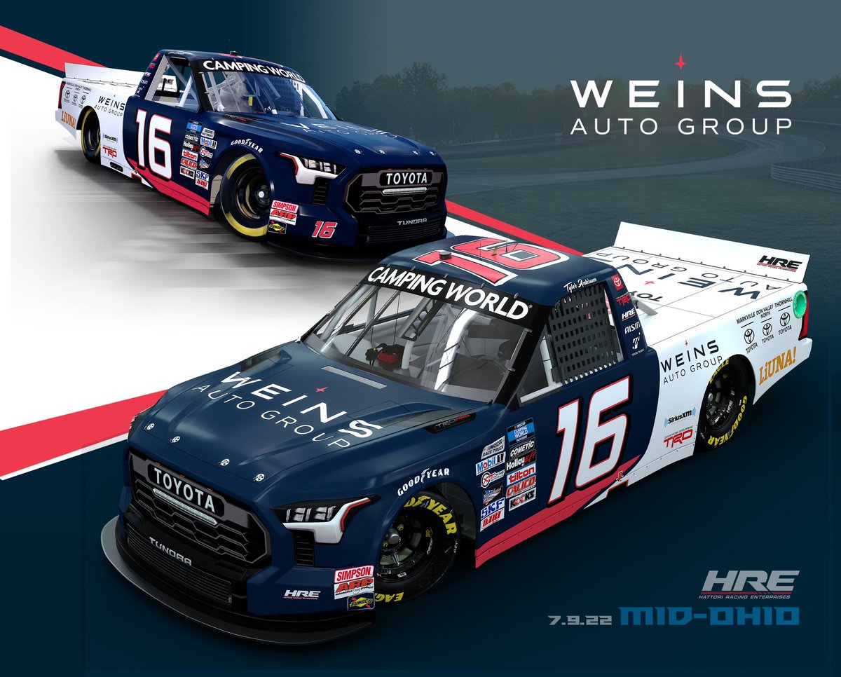 TylerAnkrum's tweet photo. New ๐จ for @Mid_Ohio next weekend ๐
Welcome Weins Auto Group, Markville Toyota, Don Valley North Toyota & Thornhill Toyota.
#NASCAR #TruckSeries #WeinsAutoGroup #MarkvilleToyota #DVNToyota #ThornhillToyota #TeamToyota #LetsGoPlaces #LIUNA #YourWorkforceSolution https://t.co/wf4iJyNI4Z
