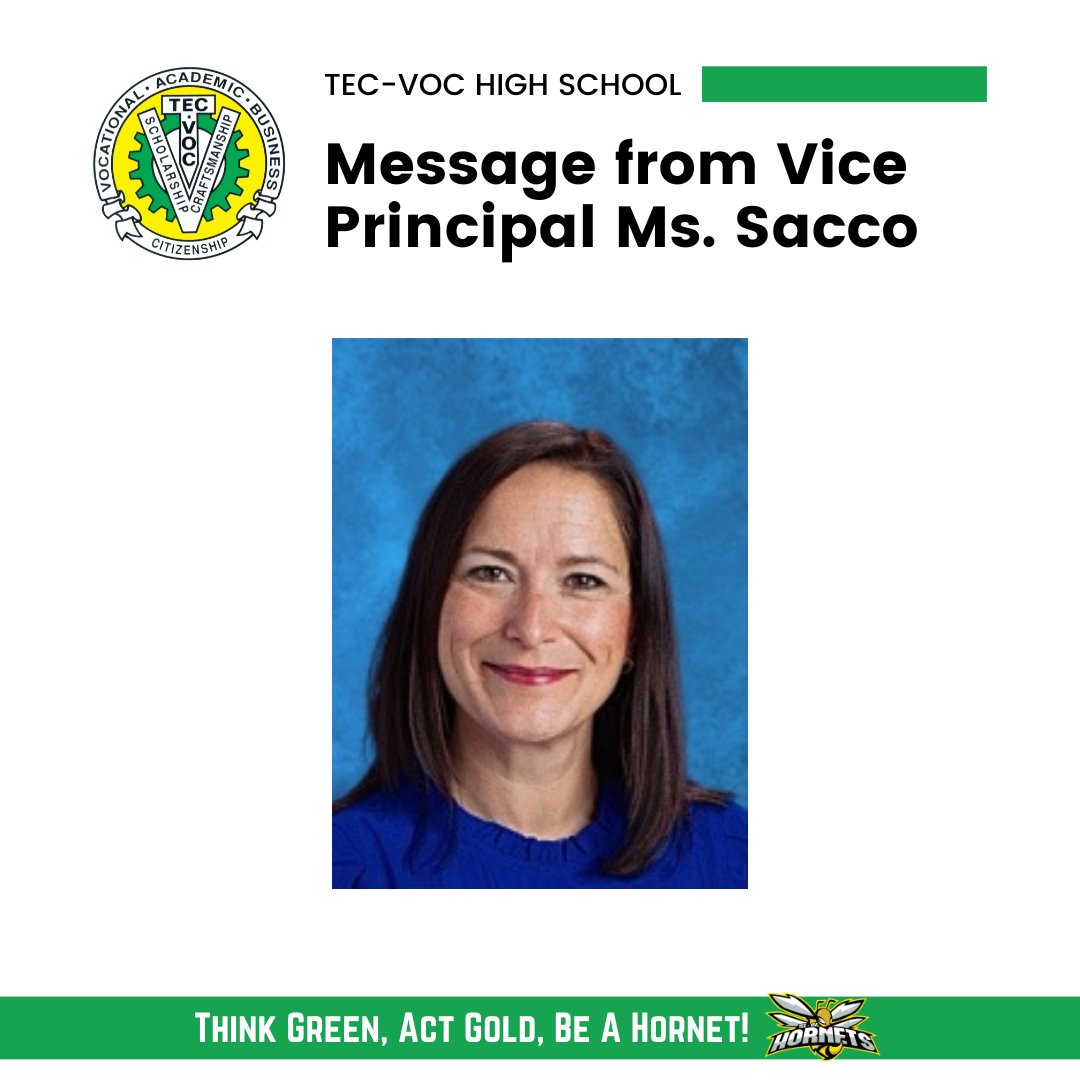 Visit our website to see a goodbye message from Vice Principal Ms. Sacco.  Ms. Sacco has been a Vice Principal at Tec-Voc for eight years and will be the Principal of Kent Road Elementary School next year. 

winnipegsd.ca/technicalvocat…

#tecvoc