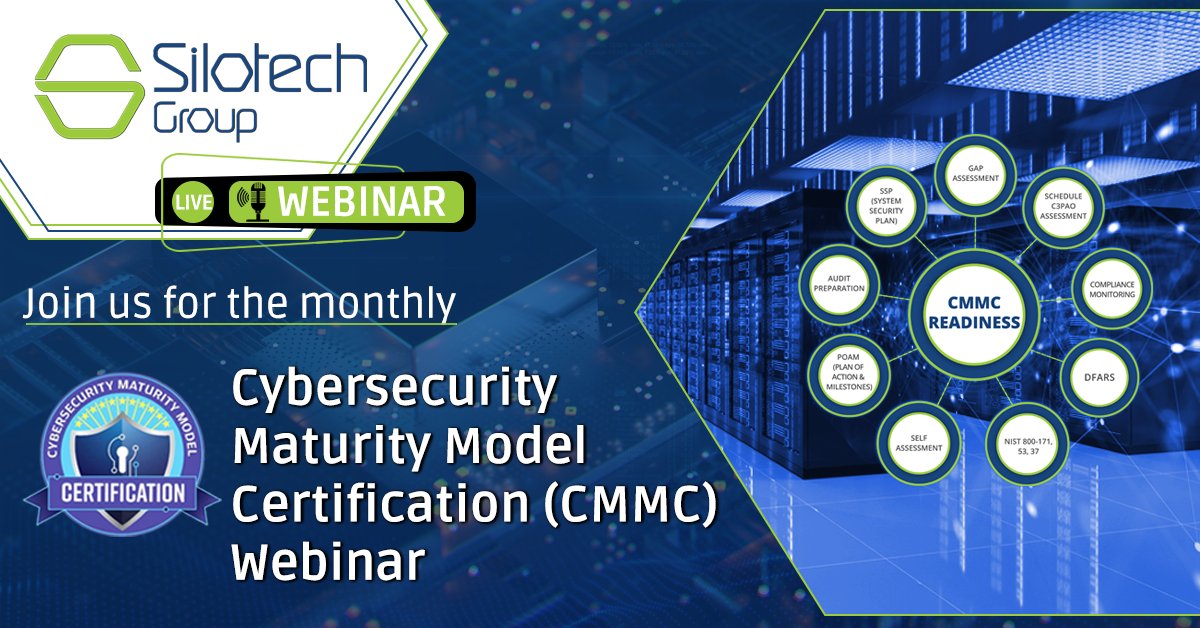 <a href="/SilotechGroup/">Silotech Group Inc</a> is hosting a free #CMMC webinar - To register, please visit silotechgroup.com/cmmc