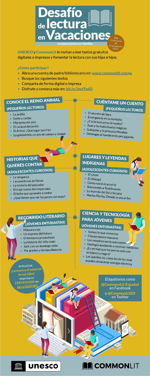 ConsulMexHou's tweet photo. UNESCO-México y Commonlit te invitan a participar en el “Desafío de lectura en vacaciones” que se llevará a cabo del 15 de junio al 15 de agosto. Regístrate y descarga libros gratuitos en https://t.co/SokMnOA8D7 #LeerTransforma #LeerTeTransforma #LeerNosTransforma https://t.co/trvgEDi8gs