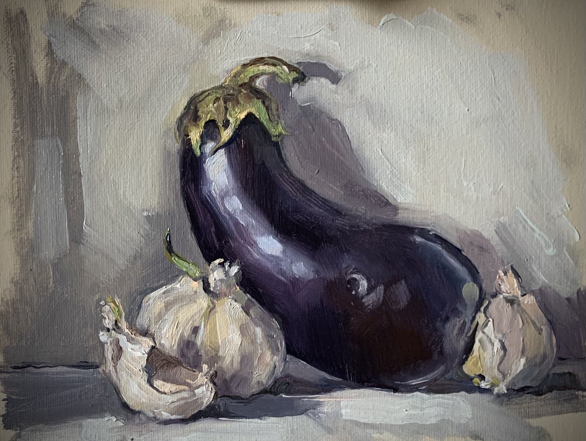 Again practice what you preach. Another Alla prima session this afternoon. stage 3 finished still-life #painting #oilpainting #art #artlessons #suffolk #oilstudy 🍆 #learntopaint