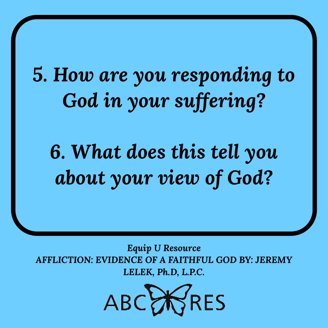 ABCounselors's tweet photo. AFFLICTION: EVIDENCE OF A FAITHFUL GOD
To access this EquipU in its entirety consider becoming a member today! https://t.co/l1mk6npnb3
#EquipU
#MemberResource https://t.co/x7Q2X7pCCk