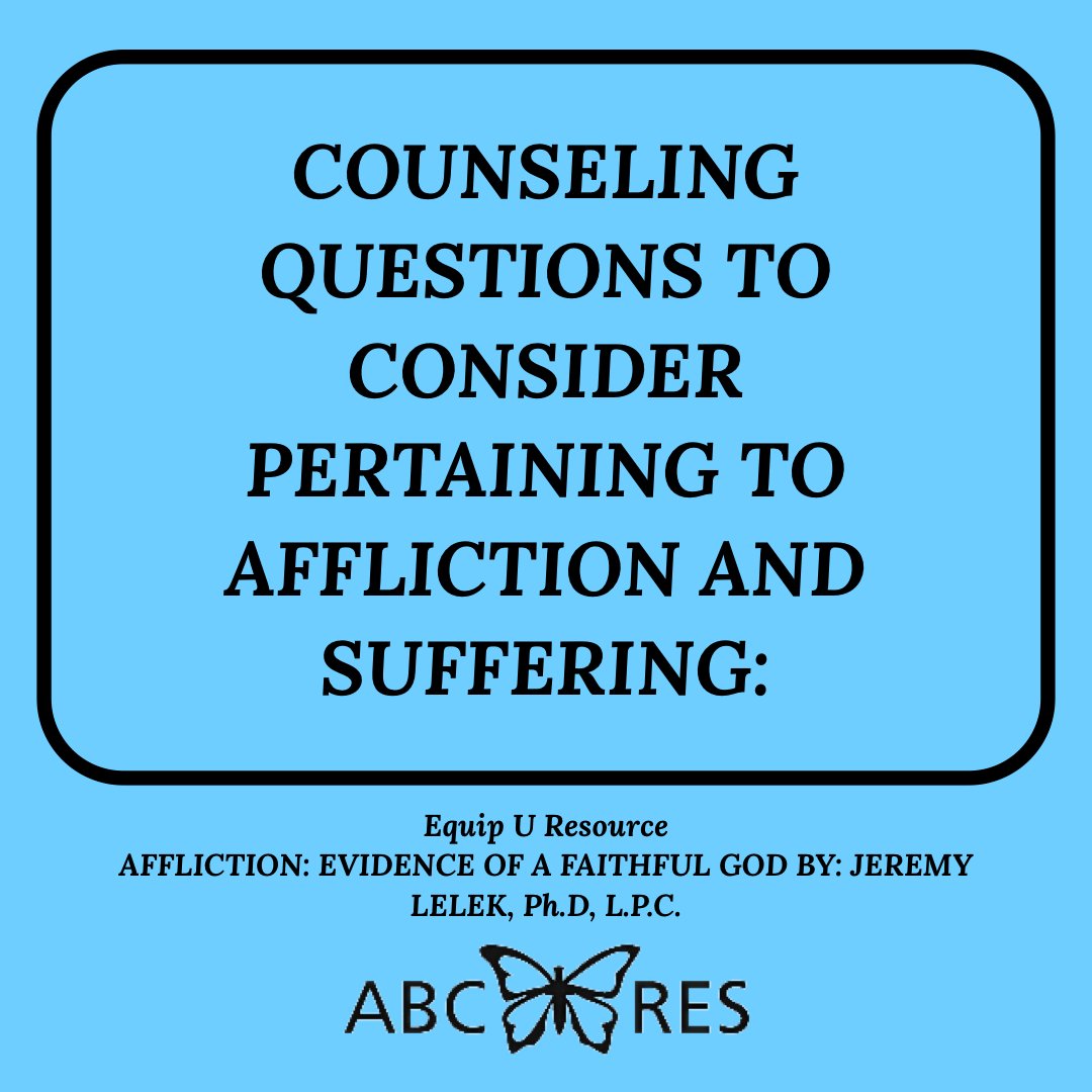 ABCounselors's tweet photo. AFFLICTION: EVIDENCE OF A FAITHFUL GOD
To access this EquipU in its entirety consider becoming a member today! https://t.co/l1mk6npnb3
#EquipU
#MemberResource https://t.co/x7Q2X7pCCk