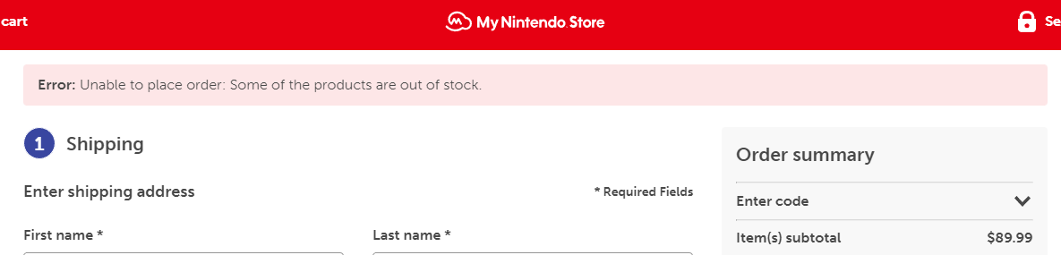 iGraveMaker's tweet photo. After 4 hours of waiting, in queues, and Cart Bugs, I finally check out. Only to be greeted by this message. Thank you @NintendoAmerica for literally wasting 4 hours of my time. #XenobladeChronicles3 https://t.co/YBeQXlxDd6