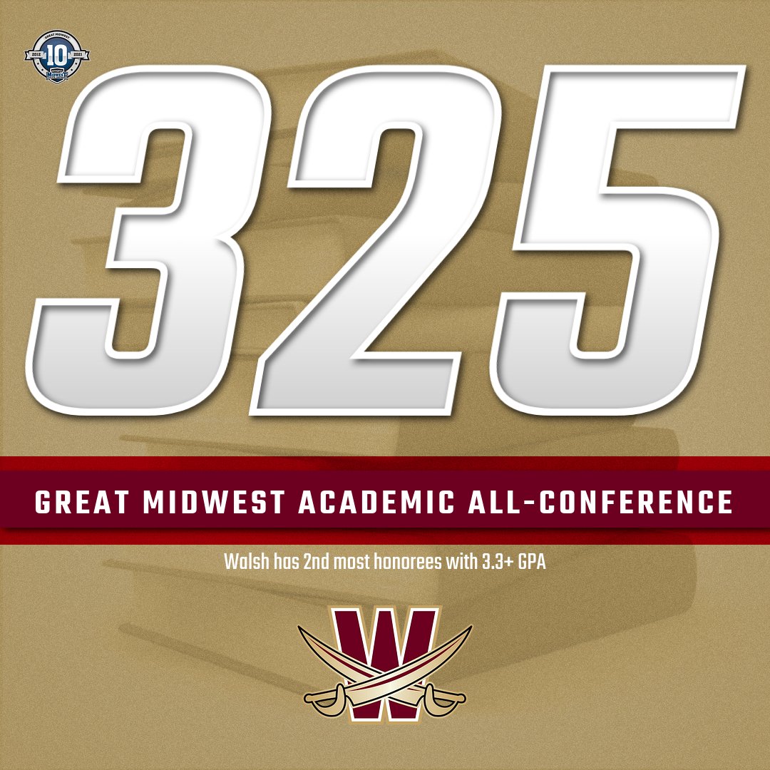 For another year, Walsh emphasized the STUDENT in student-athlete! The Cavaliers tallied 325 spots on the #GreatMidwest Academic All-Conference Team! Congratulations to all on your hard work in the classroom!! #SwordsUp bit.ly/3NN4K8h