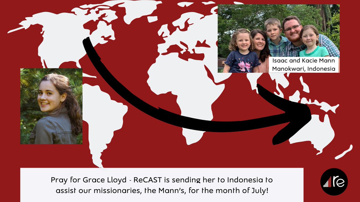 ReCASTChurch's tweet photo. Grace leaves this weekend to assist the Mann's and some other missionary families in Indonesia!  Pray for her in July as God bring her to mind. https://t.co/rPrD0VJZrF